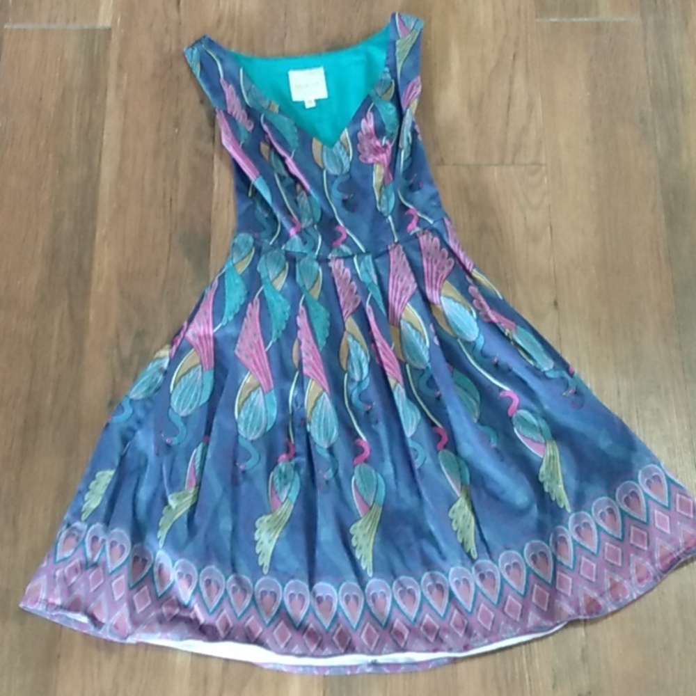 NWOT Modcloth Peacock Dress XS Blue Vintage Style Unworn Cute